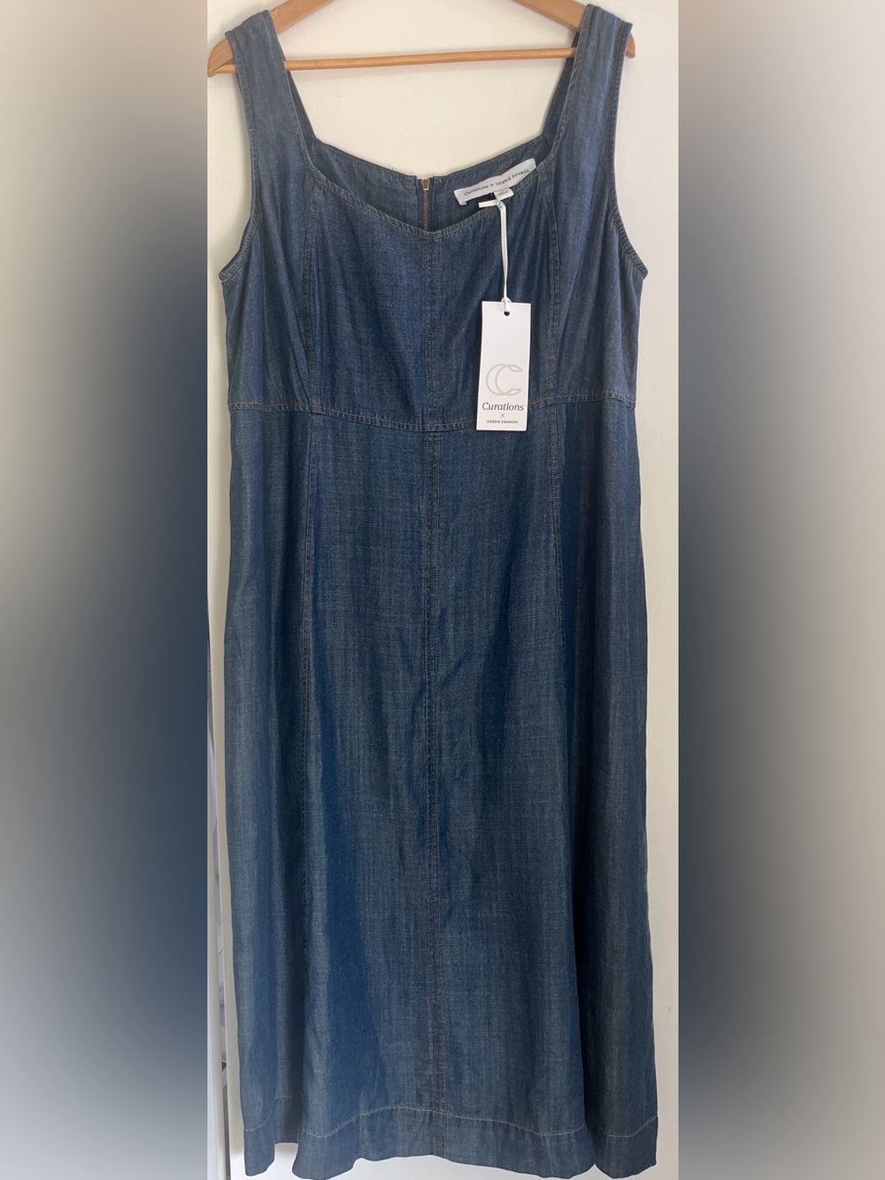 Curations by Debbie Denmon Denim Maxi Dress in Blue 1X